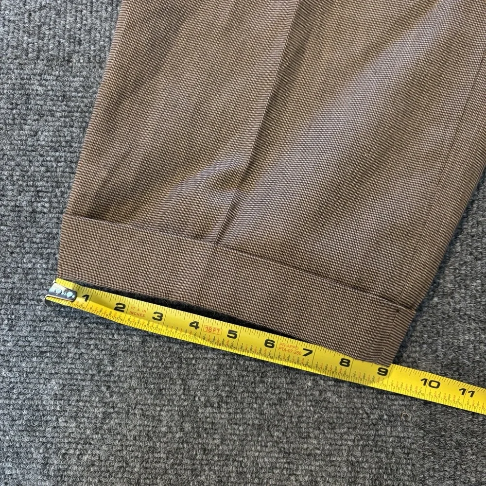 Vintage Polo Ralph Lauren Mens 38x30 Pleated Cuffed Dress Pant Brown Houndstooth